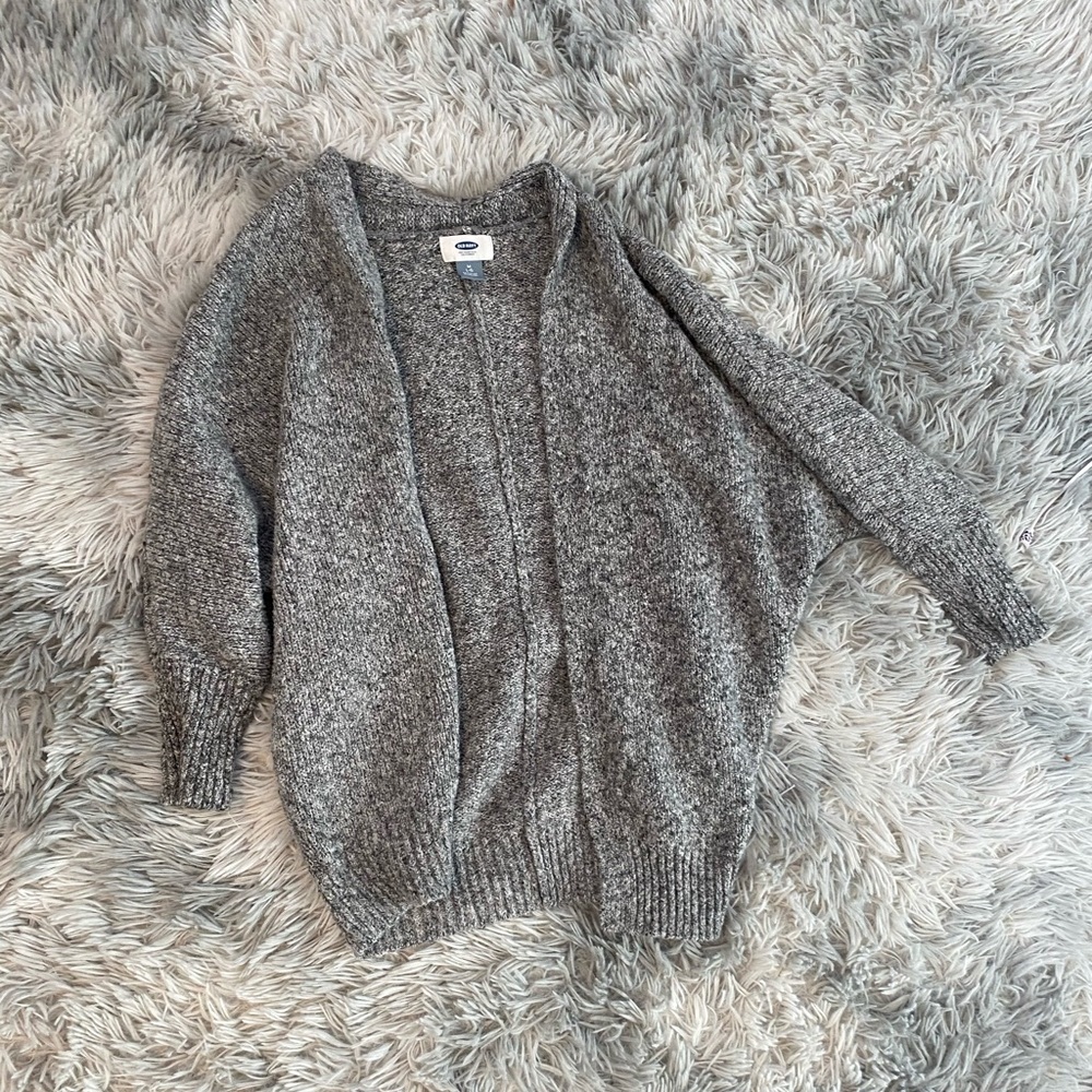 gray cardigan